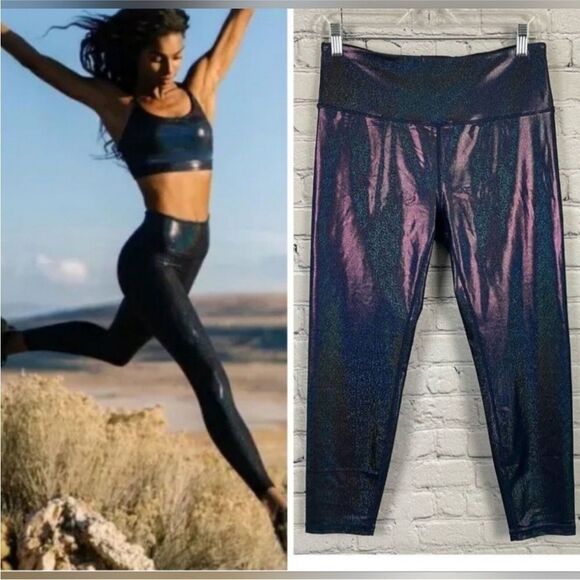 Zyia Lux Ladies Twilight Blue Cropped‎ High Rise Leggings Size 4 - Picture 1 of 11